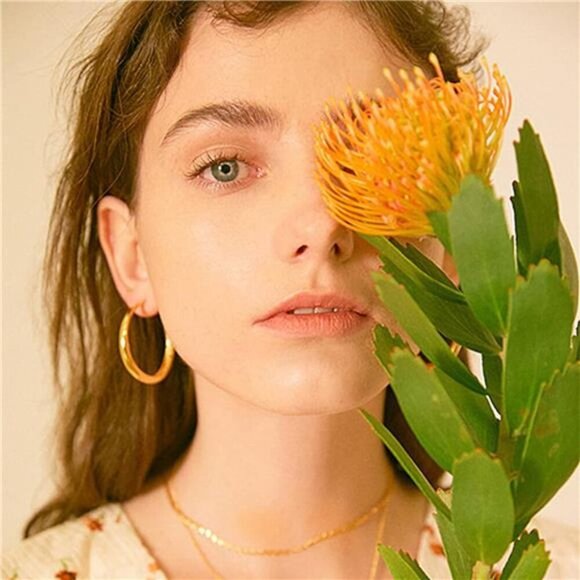 IFKM 24 Pairs Gold Hoop Earrings Set for Women Hypoallergenic Chunky Chain - Picture 7 of 8